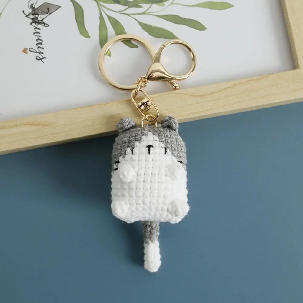 Crochet Exposing Belly Cat Keychain Siamese Cat Calico Cat Cute Cat Keyring Cartoon Exquisite Cute Animal Pendant Bag Hanging