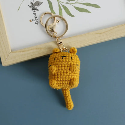 Crochet Exposing Belly Cat Keychain Siamese Cat Calico Cat Cute Cat Keyring Cartoon Exquisite Cute Animal Pendant Bag Hanging