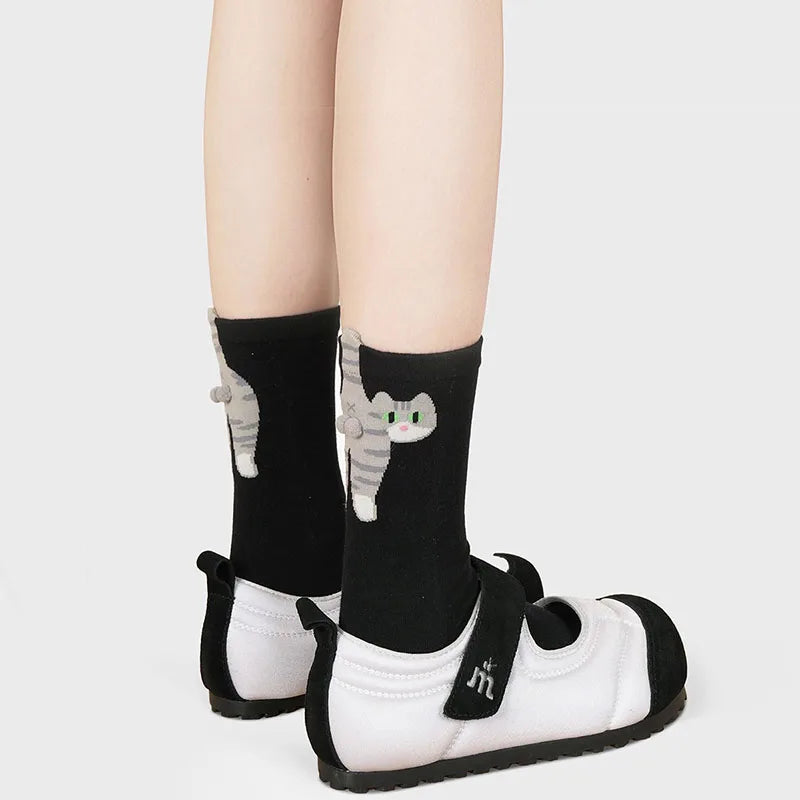 Gift for Cat Lovers: Cartoon Cat Ladies Cotton Socks Breathable and Comfortable Socks for All Seasons