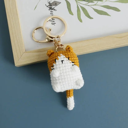 Crochet Exposing Belly Cat Keychain Siamese Cat Calico Cat Cute Cat Keyring Cartoon Exquisite Cute Animal Pendant Bag Hanging