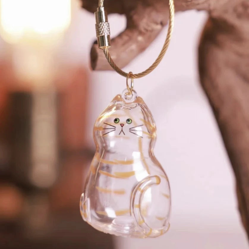 Ginger Cat Keychain Pendant Backpack Siamese Calico Hair Storage Box Hanging Pet Grooming Souvenir Travel Accessory