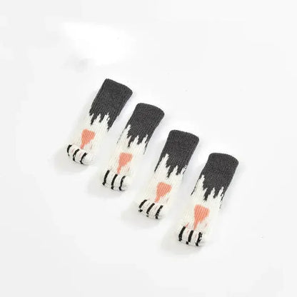 Square Booties Protectors Covers Socks Paw Chair 4Pcs Fit round Non Floor Cute Slip Knitted Feet Table Pads Cat Leg Furniture