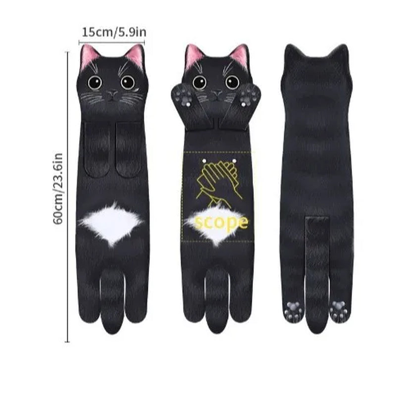 Funny Cat Hand Towels Kitchen Bathroom Hand Towel Ball with Hanging Loops Quick Dry Soft Absorbent Microfiber Creative Towels