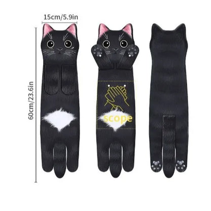 Funny Cat Hand Towels Kitchen Bathroom Hand Towel Ball with Hanging Loops Quick Dry Soft Absorbent Microfiber Creative Towels