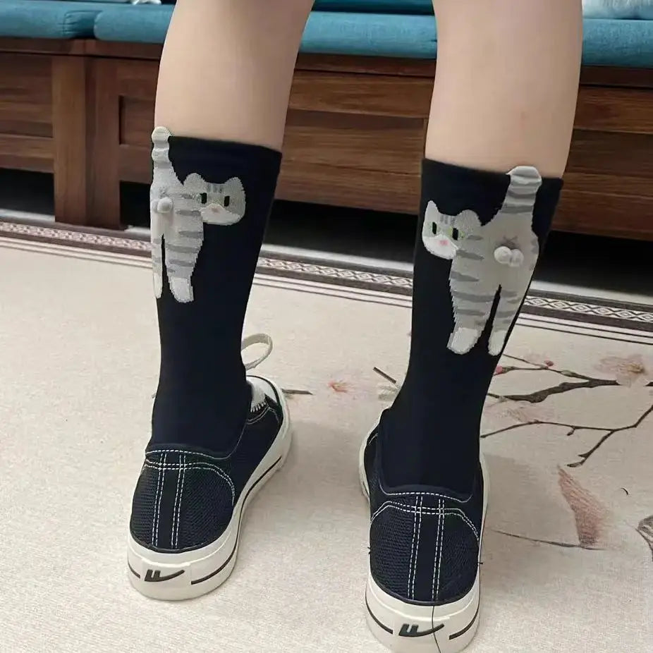 Gift for Cat Lovers: Cartoon Cat Ladies Cotton Socks Breathable and Comfortable Socks for All Seasons