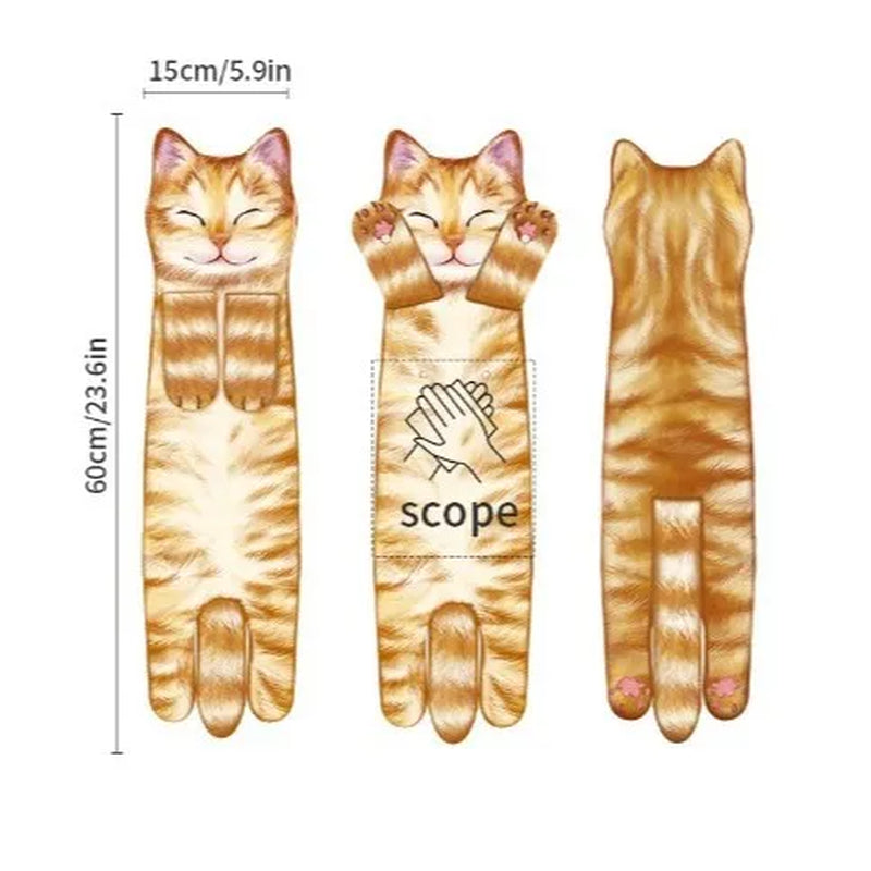Funny Cat Hand Towels Kitchen Bathroom Hand Towel Ball with Hanging Loops Quick Dry Soft Absorbent Microfiber Creative Towels