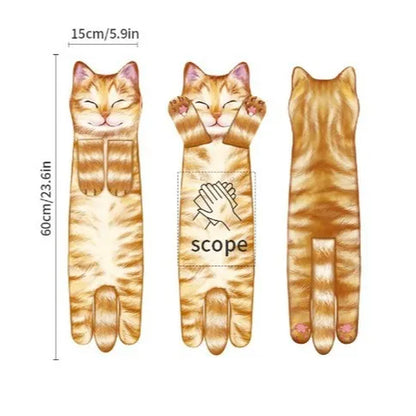 Funny Cat Hand Towels Kitchen Bathroom Hand Towel Ball with Hanging Loops Quick Dry Soft Absorbent Microfiber Creative Towels