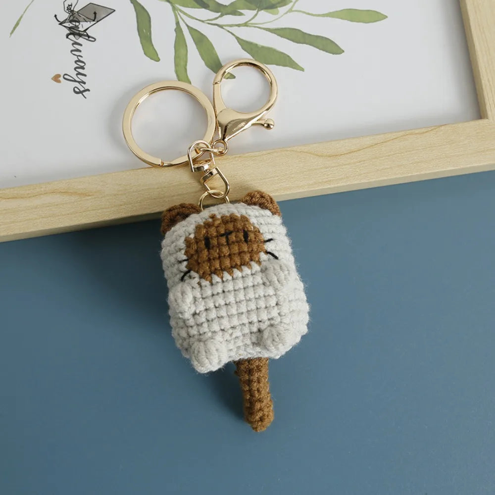 Crochet Exposing Belly Cat Keychain Siamese Cat Calico Cat Cute Cat Keyring Cartoon Exquisite Cute Animal Pendant Bag Hanging