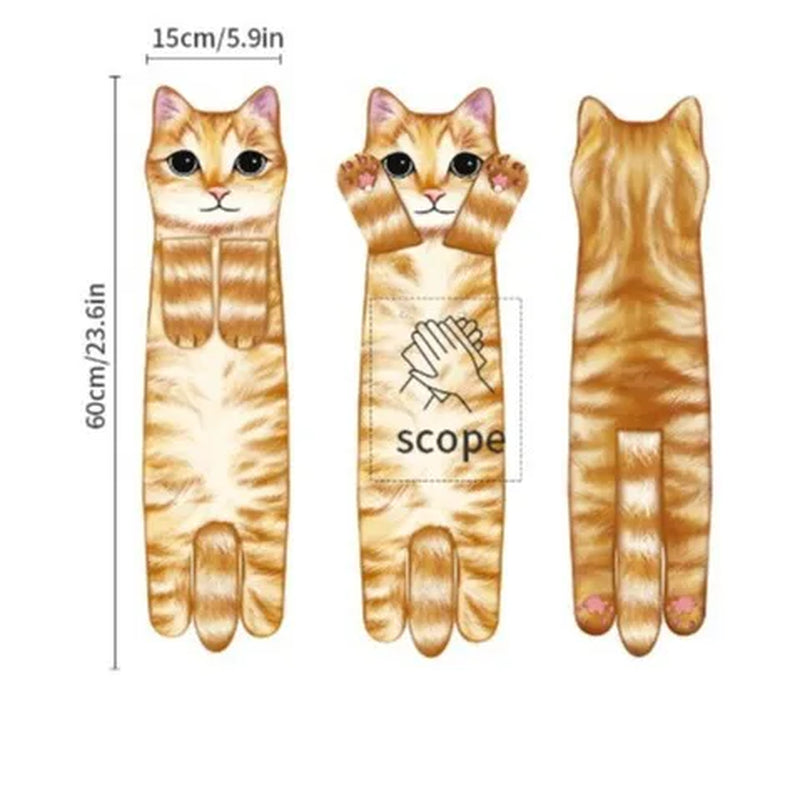 Funny Cat Hand Towels Kitchen Bathroom Hand Towel Ball with Hanging Loops Quick Dry Soft Absorbent Microfiber Creative Towels