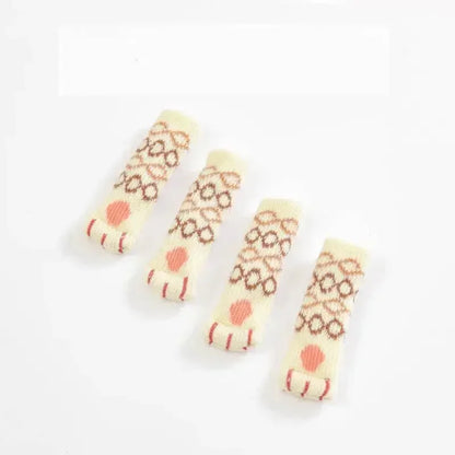 Square Booties Protectors Covers Socks Paw Chair 4Pcs Fit round Non Floor Cute Slip Knitted Feet Table Pads Cat Leg Furniture