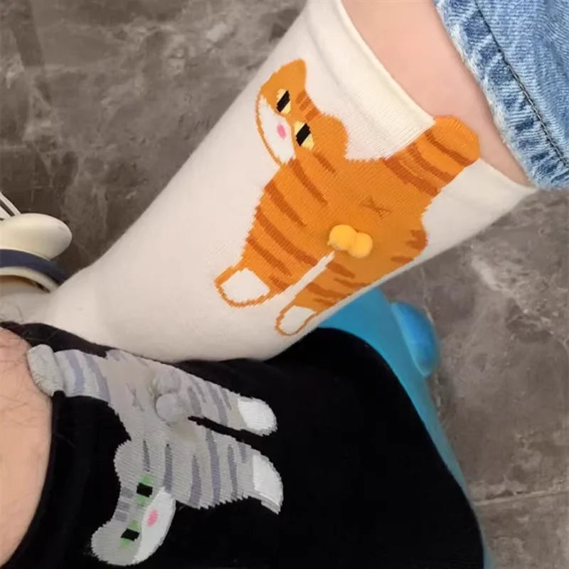 Gift for Cat Lovers: Cartoon Cat Ladies Cotton Socks Breathable and Comfortable Socks for All Seasons