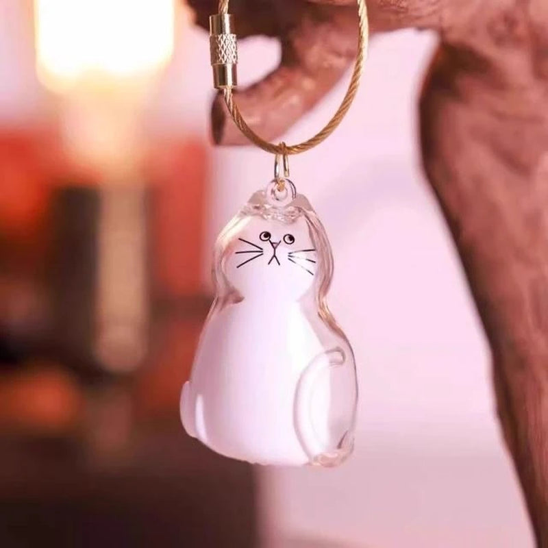 Ginger Cat Keychain Pendant Backpack Siamese Calico Hair Storage Box Hanging Pet Grooming Souvenir Travel Accessory