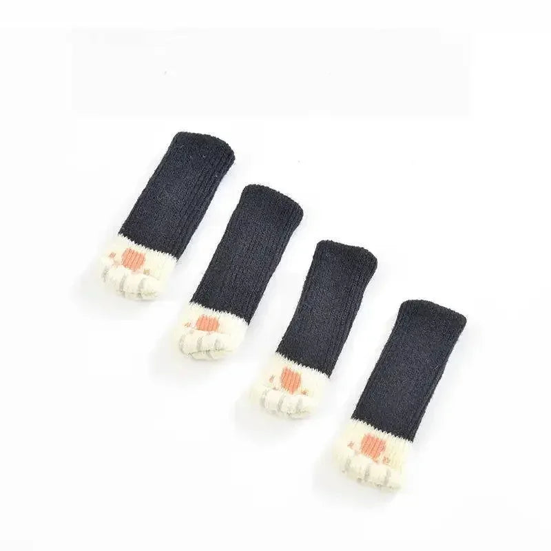 Square Booties Protectors Covers Socks Paw Chair 4Pcs Fit round Non Floor Cute Slip Knitted Feet Table Pads Cat Leg Furniture