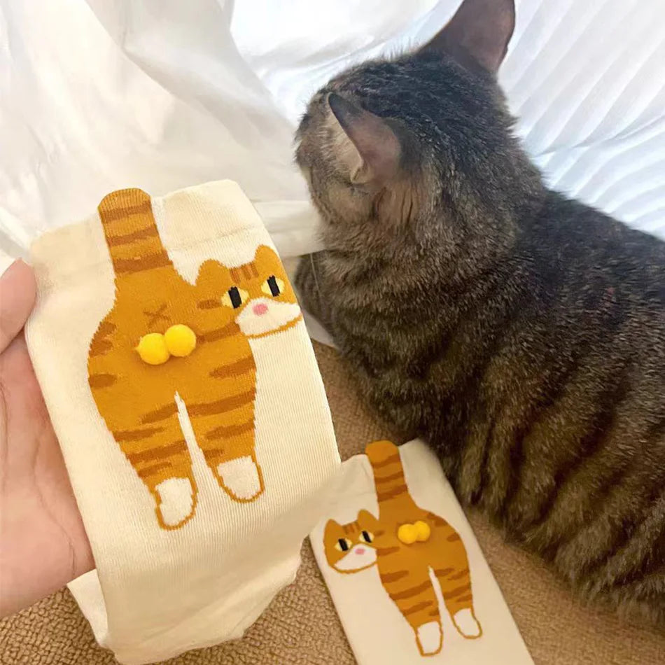 Gift for Cat Lovers: Cartoon Cat Ladies Cotton Socks Breathable and Comfortable Socks for All Seasons