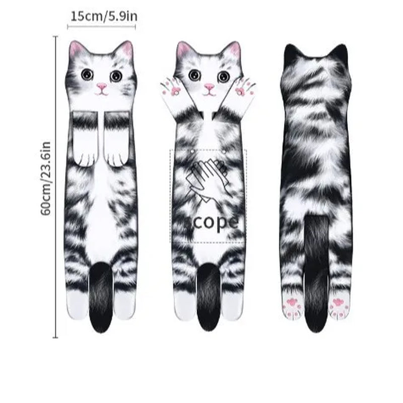 Funny Cat Hand Towels Kitchen Bathroom Hand Towel Ball with Hanging Loops Quick Dry Soft Absorbent Microfiber Creative Towels